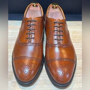 Alden Men's Tan Leather Medallion Cap Toe Oxfords Sz 11 Made In USA 🇺🇸